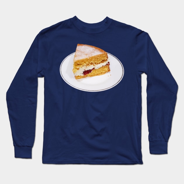 Sweet Food Victoria Sponge Slice of Cake Long Sleeve T-Shirt by ellenhenryart